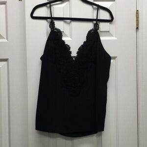 Elegant Black Lace Trim Cami Top